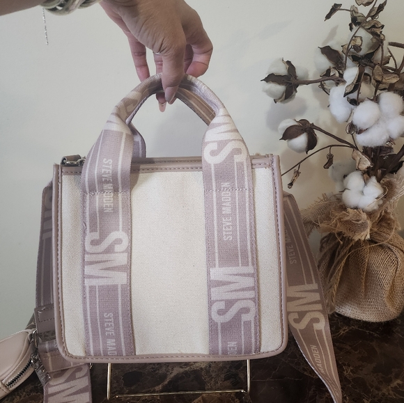 Steve Madden Cream and Pink 2 Way Tote Bag NWT - Picture 6 of 10